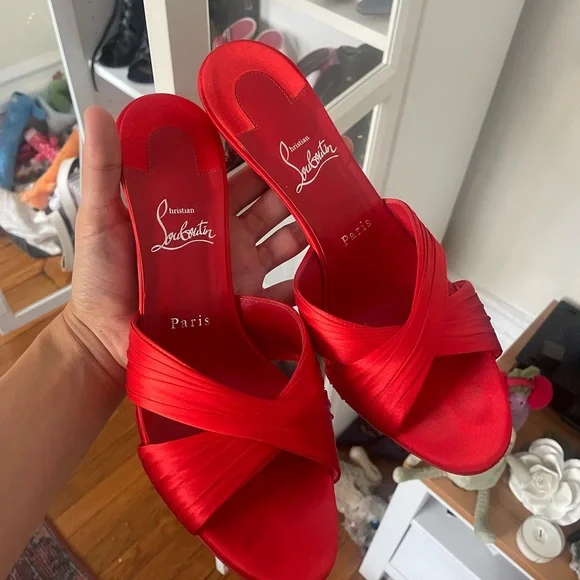 Christian Louboutin Red Women's Slide Sandals size 41 So Nicol - Picture 1 of 3